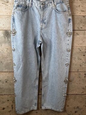 NWT Lui Jo Milano Jeweled Leg Jeans, Size 33